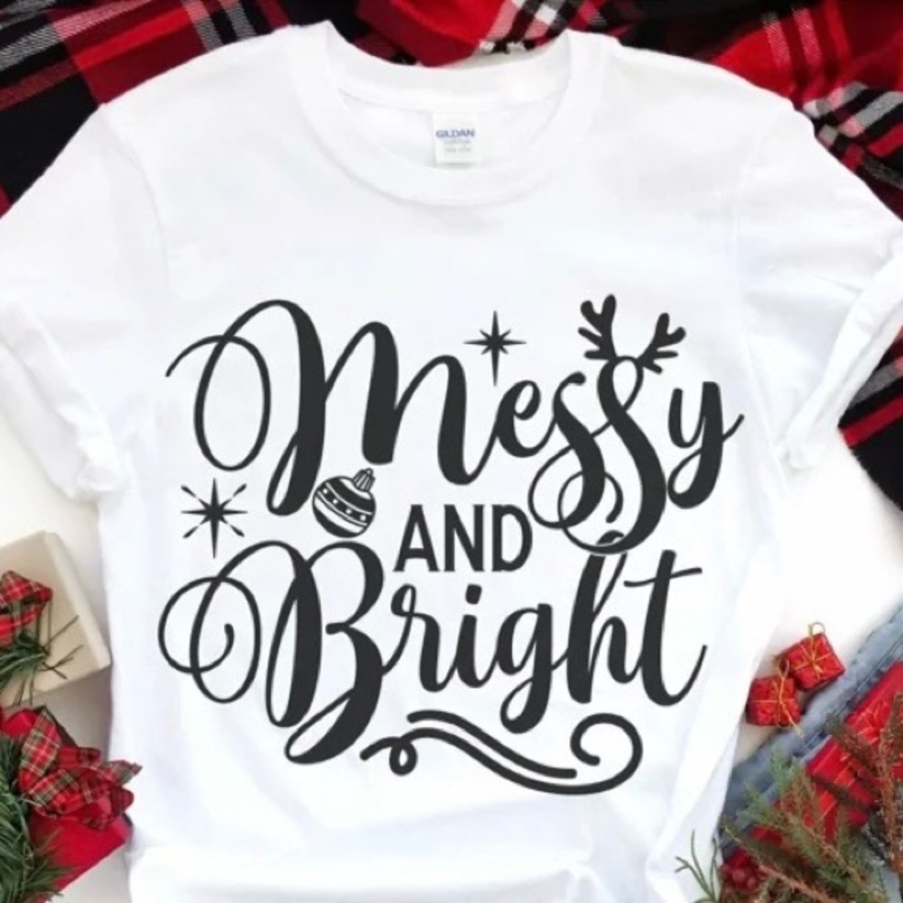 Messy And Bright Crew Neck Short Sleeve Tee Shirt